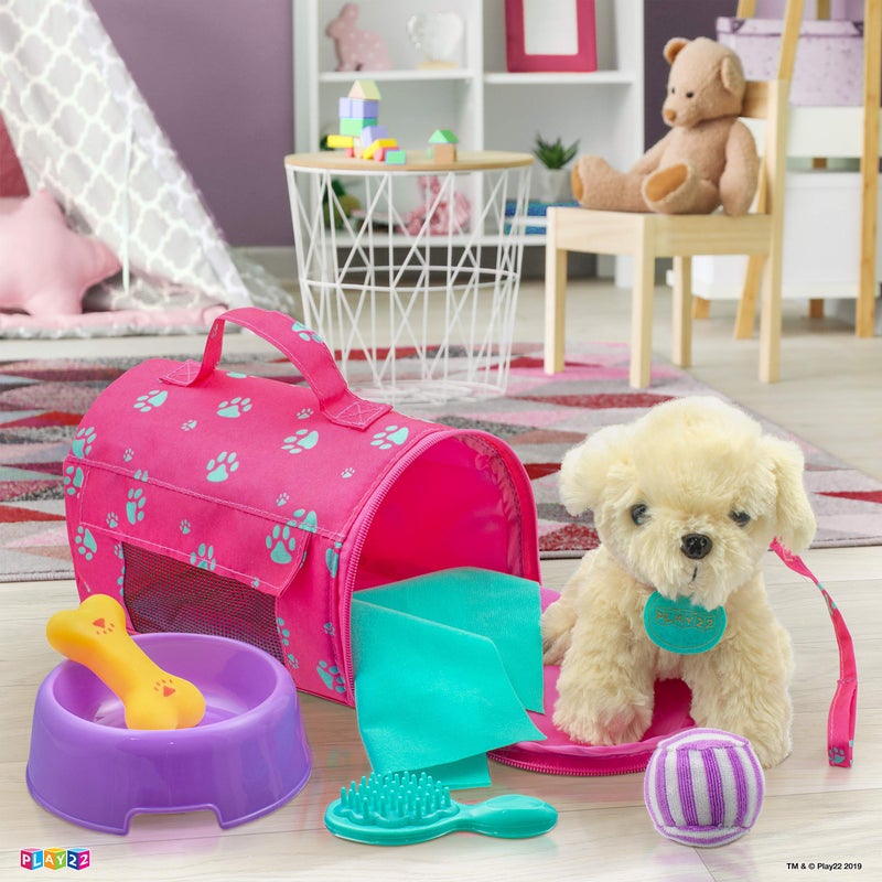 Play22 Plush Puppy Doll Set for Kids 9 PCS - Baby Doll Accessories - Doll Puppy Set - 4 Year Old Girl Birthday Gifts, Little Girl Toys, Sized for 18" Dolls, Multicolor - Image 2
